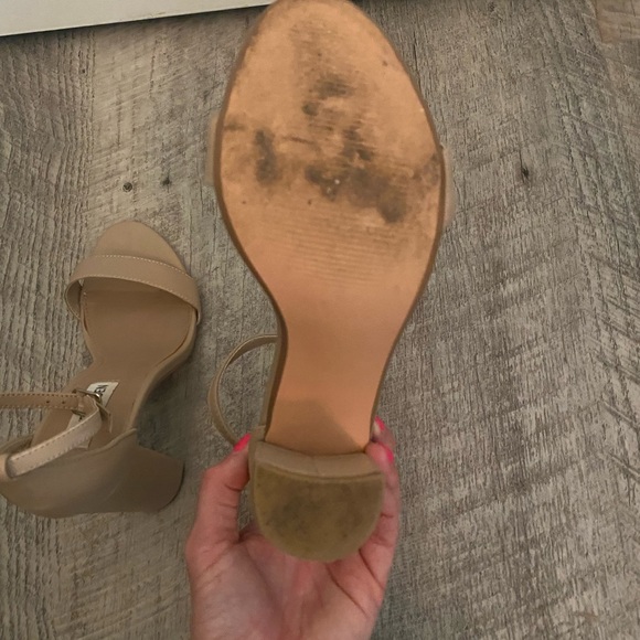 Steve Madden Nude Carrson Leather Block Heels - size 8 - Picture 5 of 7